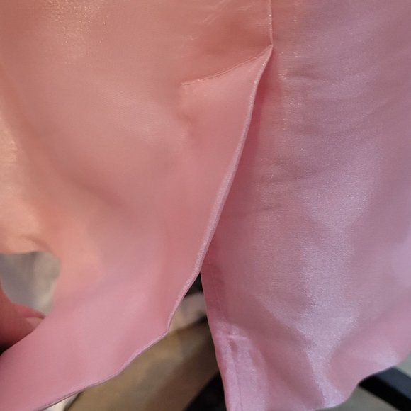 Formal Skirt Top Set 2 Pieces Pink Ruffle Polyester Acetate Bling Vintage 80s Al - Picture 9 of 12